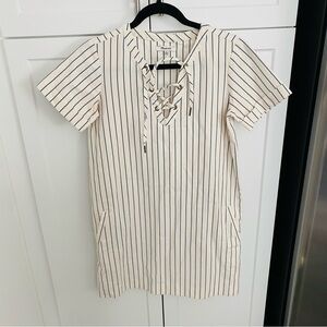 Madewell womens XS striped dress cream short sleeve